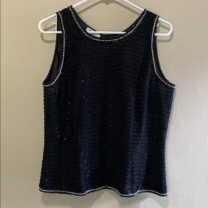 Large Black & Silver Beaded JKARA New York Top